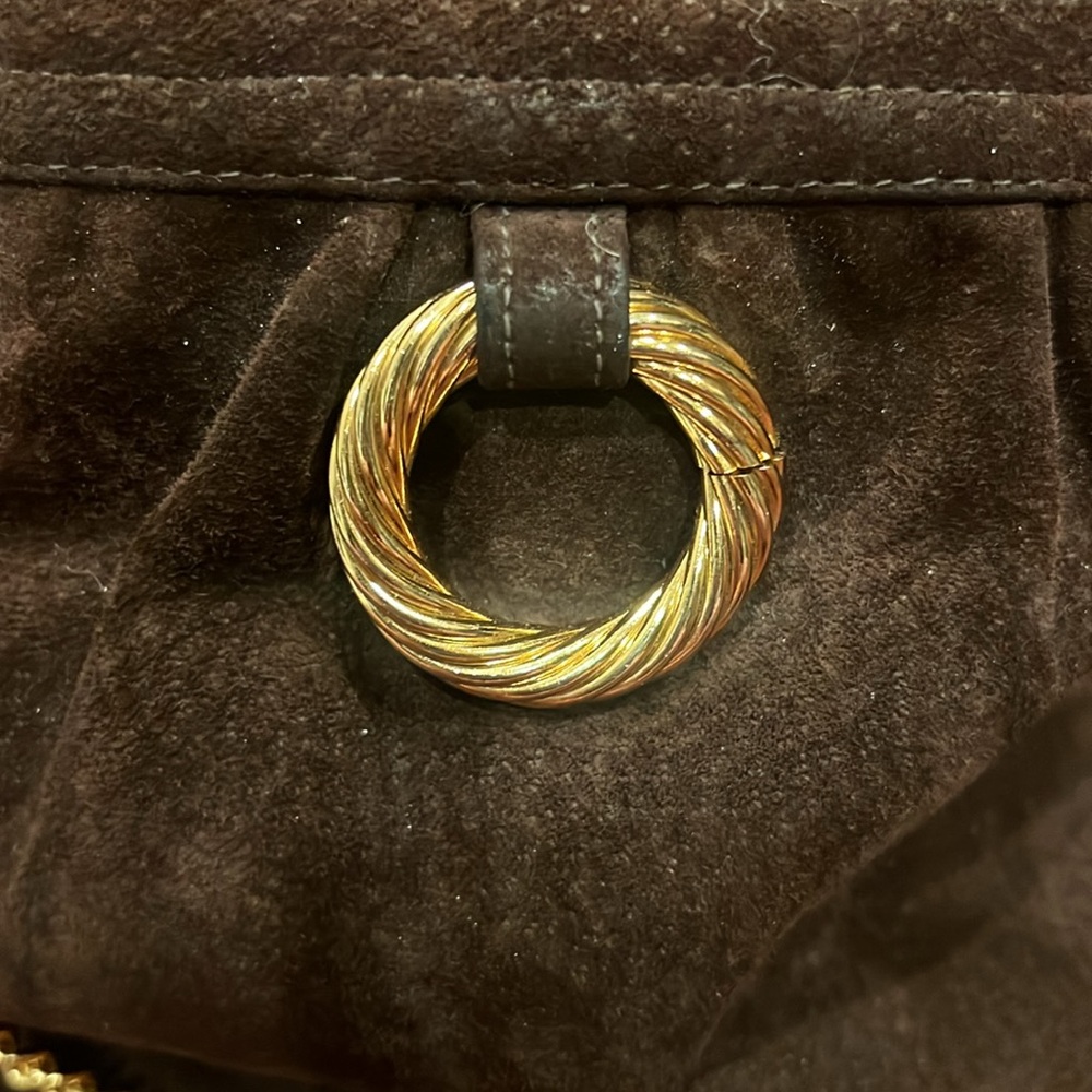 Vintage Morris Moskowitz brown and gold suede purse - Picture 2 of 7